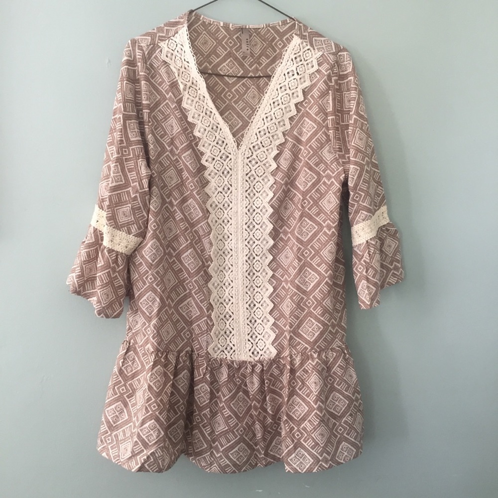 Comfy Entro hippie boho brown/cream lounge dress